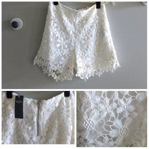 NWT HOLLISTER WOMEN CROCHET LACE HIGH-WAIST SHORTS Sz-1